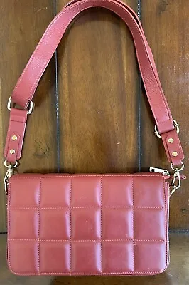 Vera Pelle Red Leather Shoulder Bag • $29.99