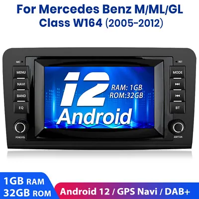 Android 12 Car Stereo Sat Nav GPS For Mercedes ML Classe 1+32G Bluetooth WIFI FM • £124.99