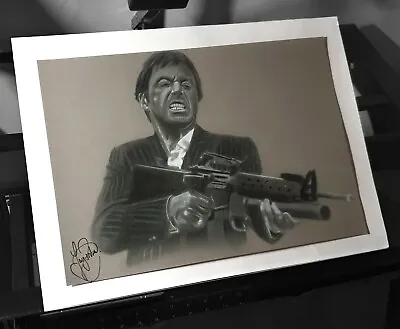 Scarface Tony Montana Al Pacino Pencil Hand Drawn Art Print Canvas Picture A3 • £20