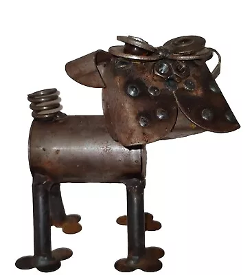 Small Pug Scrap Metal Sculpture Dog Unmarked Rusty Patina • $32.24