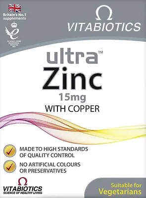 Vitabiotics Ultra Zinc 15mg With Copper - 60 Tablets • £4.80