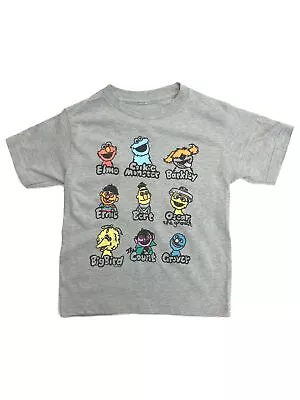 Sesame Street Boys Gray Short Sleeve Elmo Cookie Monster T-Shirt Tee 4 • $12.99