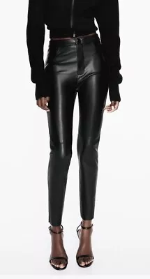 ZARA Black Faux Leather Leggings Treggings Size XS(6-8) S(8-10) Leg 28 “8372/278 • £22.99