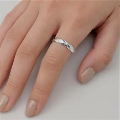 Twisted Texture Ring Sterling Silver 925 Best Jewelry Face Height 4 Mm Size 4 • $9.92