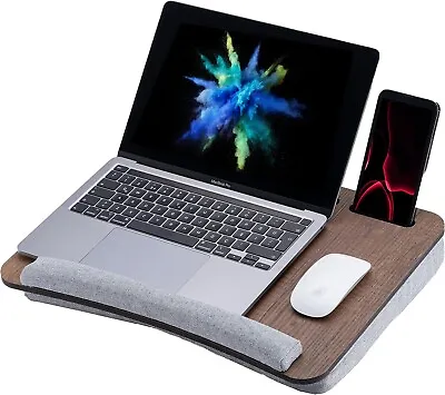 Vigo Wood Laptop Tray - Ergonomic Design With Cushioned Bottom And Mousepad Draw • £24.75