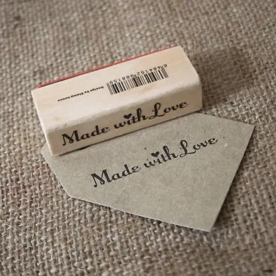 Rubber Stamp Made With Love Wooden Craft Scrapbooking Handmade Tags • £3.99