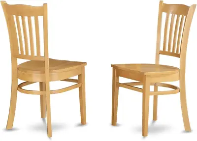 GRC-OAK-W Groton Kitchen Dining Chairs - Slat Back Wooden Seat Chairs Set Of 2 • $193.99