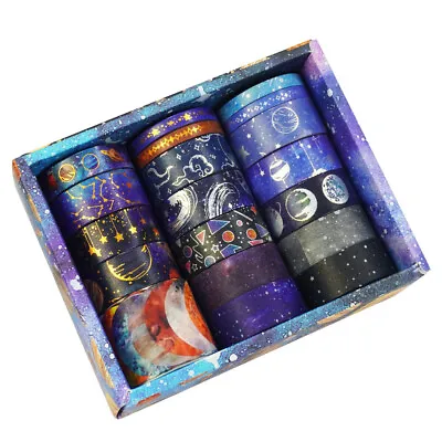 £12.95 • Buy 19 Rolls Celestial Universe Washi Tape Set DIY Scrapbooking Paper Adhesive Gift