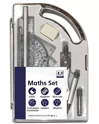 £4.17 • Buy 9 Piece Maths Geometry Set Stationery School Exam Homework Compass Set Squares