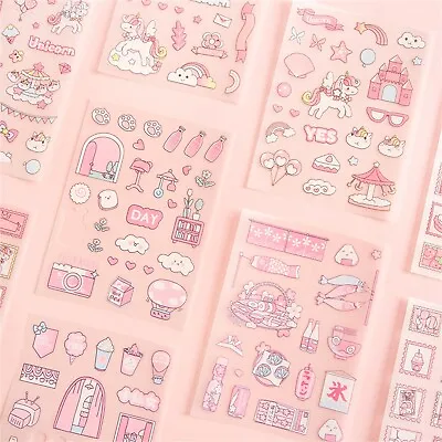 Pink Tones Kawaii Sticker Sheets Multi Theme Sheets For Journal Scrapbooking • £2.95