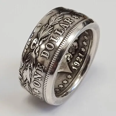 Ring Handmade Morgan Silver Plated Theme Dollar Coin 'eagle' Size 6-13 Vintage  • $7.50