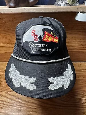 Vintage Trucker Mesh Hat Southern Sprinkler Fire Fighters Black Snapback  • $25.25