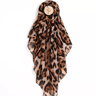 Large Leopard Print Lightweight Soft-touch Scarf(Brown/Grey/Khaki) -UK Shipping  • £7.99