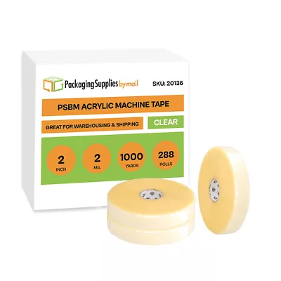 Machine Length Carton Sealing Packing Tape 2 X1000 Rolls 288 Rls 2 Mil Clear • $3402.76