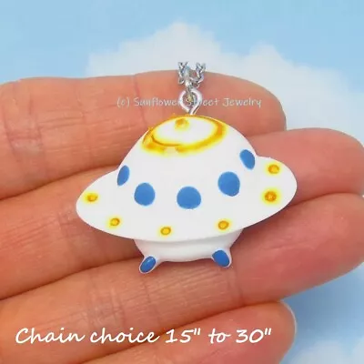 UFO Flying Saucer Necklace Alien Hypoallergenic 12102nk Sunflower Street Jewelry • $7.99