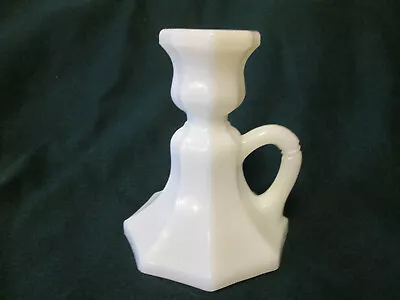 Vintage White Milk Glass Candlestick Holder W/ Handle • $7