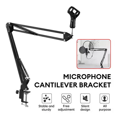 Aluminum Alloy Adjustable Boom Mic Suspension Scissor Desk Microphone Arm Stand • £24.82