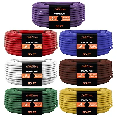 12 Ga Car Audio Primary Wire 50ft–7 Rolls Trailer Remote Power/Ground Electrical • $34.95