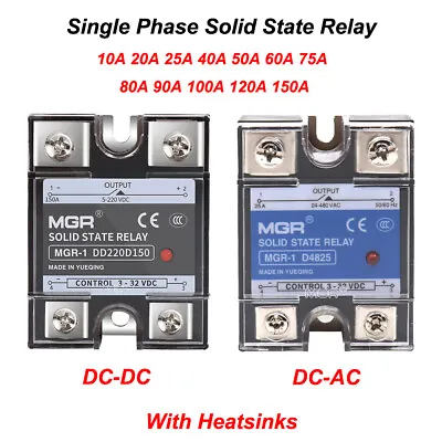 Solid State Relay Module Single Phase SSR 10A -150A DC-DC DC-AC Heatsinks • $8.08