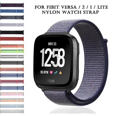 Lite Nylon Sports Strap For Fitbit Versa 2 1 Band Loop Watch Wristband Bands • £4.99