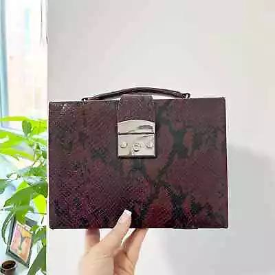 Zara Dark Red & Black Snake Print Square Briefcase Purse • $30