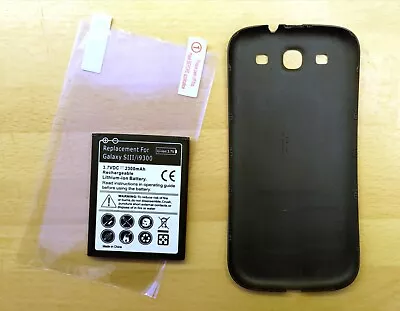 Samsung Galaxy S3 : Battery Back Cover TPU Screen Protector Warranty Card • £9.75