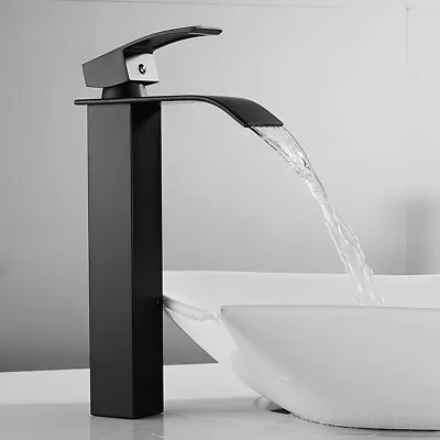 £36.99 • Buy Tall Waterfall Bathroom Taps Basin Mixer Tap Counter Top Brass Faucet Chrome *
