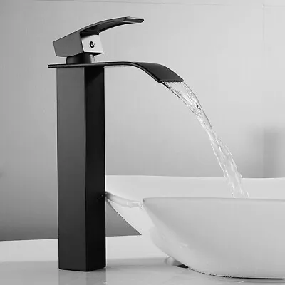 £36.99 • Buy Tall Waterfall Bathroom Taps Basin Mixer Tap Counter Top Brass Faucet Chrome *