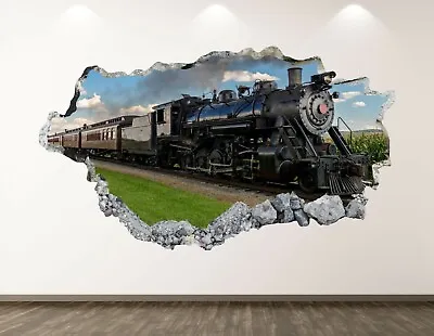 Vintage Train Wall Decal Art Decor 3D Smashed Railway Sticker Mural Gift BL118 • $69.95