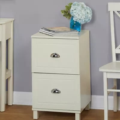 White Finish Engineered Wood Filing Cabinet 2-Drawer With Half Moon Handles • $159.77