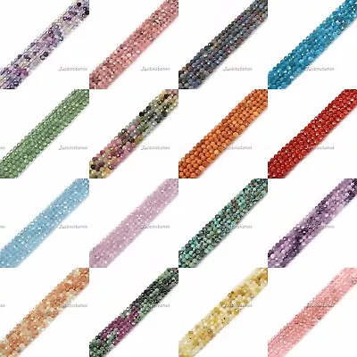 3mm Faceted Gemstone Round Loose Beads Strand 15.5-16  DIY Jewelry Making • $12.39