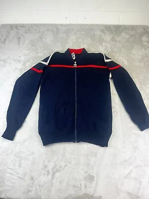 Vintage FILA Full Zip Wool Jacket Men's Size Medium Navy Pockets Made In ITALY • $34.99