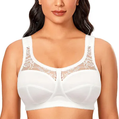 34-52 ABCDEFGHI Plus Size Wireless Full Coverage Non-padded Lace Minimizer Bra • $13.57