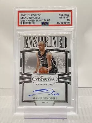 Manu Ginobili 2022-23 Flawless Enshrined Autograph Auto /25 Psa 10 Q2032 • $89