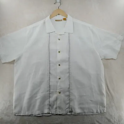 Havanera Men Size XXL White 100% Linen Short Sleeve Casual Cuban Shirt • $24.99