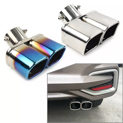 1xUniversal Dual Car Stainless Steel Rear Exhaust Pipe Tail Muffler Tip Square • $32.07