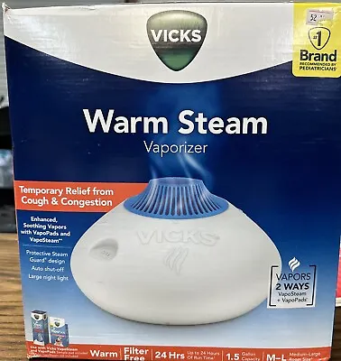 Vicks Warm Steam Vaporizer Humidifier With Night Light - 1.5gal NIB • $4.99
