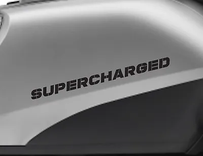 SUPERCHARGED Motorbike Bike Logo Decals CUSTOM COLOUR Vinyl Sticker • $12.36