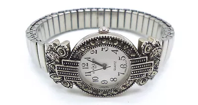 LA Express LAX545 Marcasite Silver Tone Ladies Quartz Watch - Runs & Keeps Time • $14