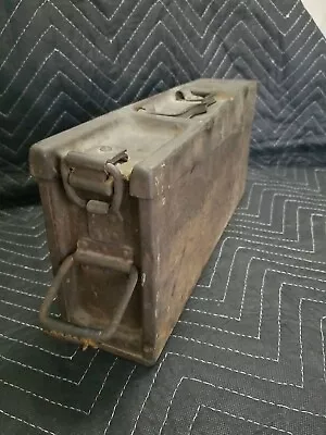 Original Ww2 German MG34 MG42 Unmarked Steel Ammo Box Leather Remains  • $225