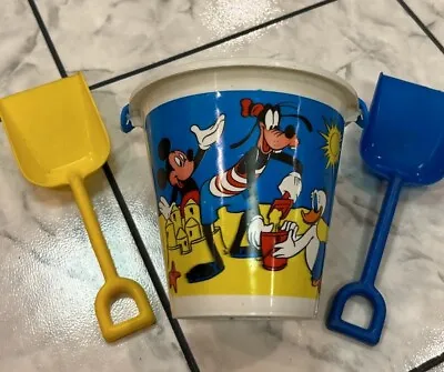 Vintage DISNEY MICKEY & DONALD CHILDREN'S SAND PAIL Bucket 70s 80s HG Toys Italy • $29.99