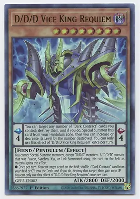 Yu-Gi-Oh! -D/D/D Vice King Requiem - GFP2-EN002 - Ultra Rare - 1st Ed - NEW • $0.99