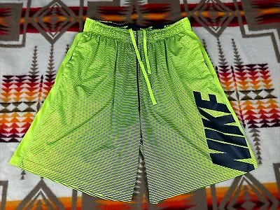 Nike Air Dri Fit Athletic Gym Shorts Mens Sz XL Volt Neon Yellow Big Swoosh  • $29.88