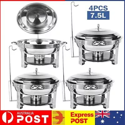 4X 7.5L Round Stainless Steel Chafing Dish Buffet Food Warmer Bain Marie Heater • $204.29