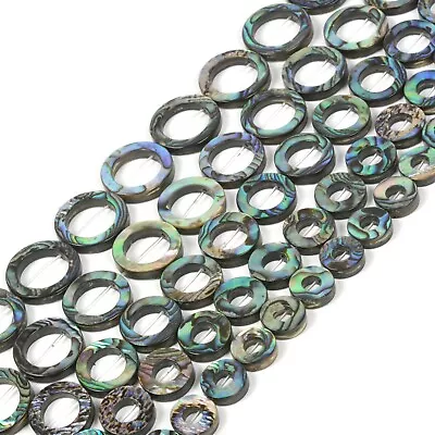 10-18mm Natural Abalone Shell Circle Flat Round Ring Loose Beads Strand 16 Inch • £19.19