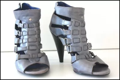 Minelli Court Shoes Heels Eté Leather Tulle Netting Grey T 35 Vgc  • $44.44