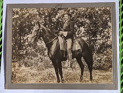 Indian Wars Cabinet Card Mounted Cavalry Trooper On Horse Boudoir 7 X 9 Photo  • $299