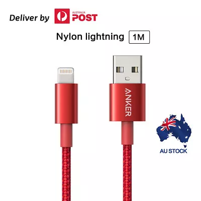 $26.99 • Buy Anker Lightning To USB Cable Premium Nylon MFi Certified For IPhone Red Black
