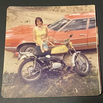 VTG Snapshot Photo Motorcycle - Yamaha Enduro - Mother Posing With Baby • £7.70