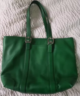 VINTAGE COACH 6491 HAMPTONS LEATHER Purse Shoulder Bag Tote Carryall Kelly Green • $199.99